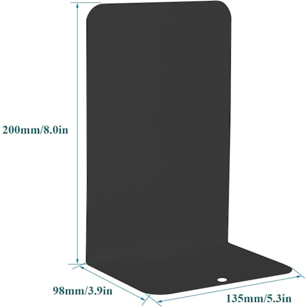 4-pack 20 cm L-formade bokstöd i metall för hyllor