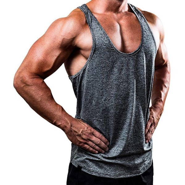 Herr Sommar Hihaton Kuntosali Urheilu Tank Top Fitness Treenausliivi Harmaa Grey L
