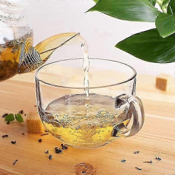 Stor 650 ml glaskrus med hank til varme og kolde drikke