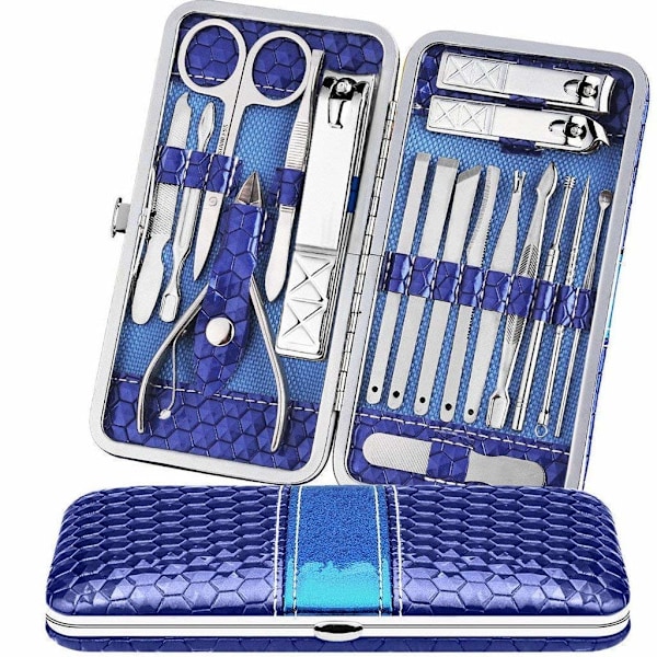 Pedikyr Manikyr Nagelklippare Set, 18-Delars Nagelbandsskjutare-XM2-