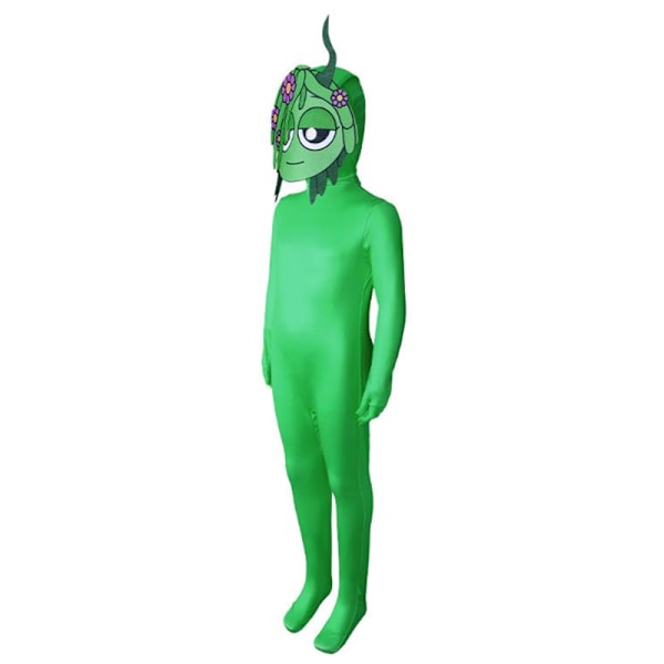 Sprunki Incredibox Barn Jumpsuit med Hodeplagg Antrekk Kostyme Langermet Glidelås Playsuit for Voksen & Barn Grønn Green 180cm
