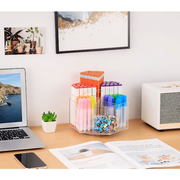 Akryl Penholder, 360-graders Roterende Klar Pen Organizer-XM2-