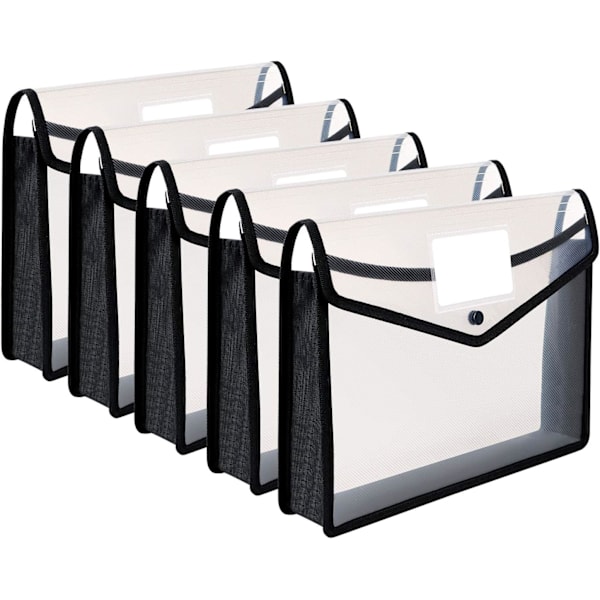 A4 Plastik Wallet Mappe Poly Lommer Kuvert, 5 Pak Fil