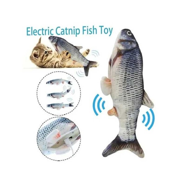 Stimulerande Sprattlande Fisk Kattleksak Uppladdningsbar Silver Silver