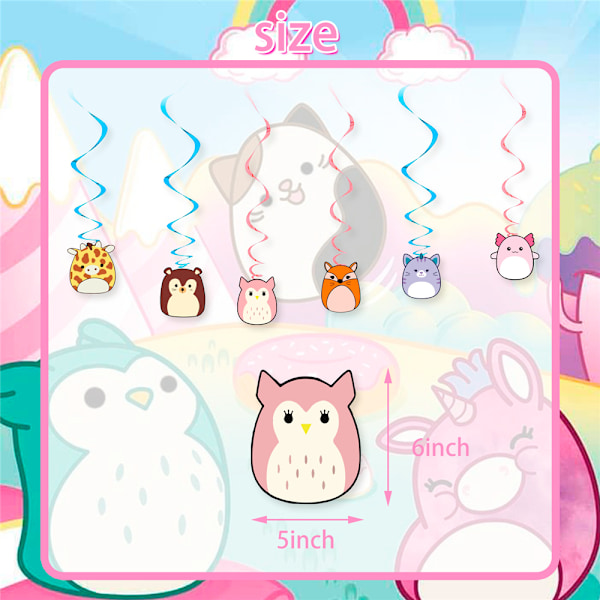 Squishmallow Fødselsdagsfest Dekoration Ballon Kage Toppers Sæt
