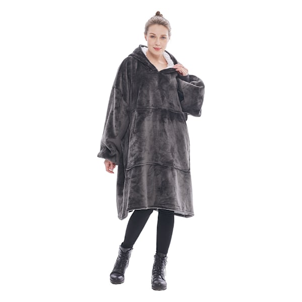 Oversized Sherpa Hoodie, Bærbar Hoodie Sweatshirt Tæppe