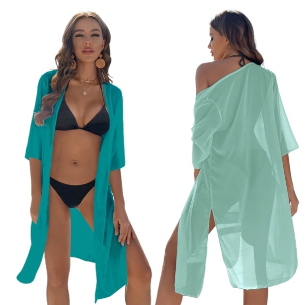 Sommerbikini-overdel for kvinner - Sexy badetøy-overdel - Chiffon - Lang strandkjole - Badetøy - Avslappet - Løst sjal - Strandklær - Hvit