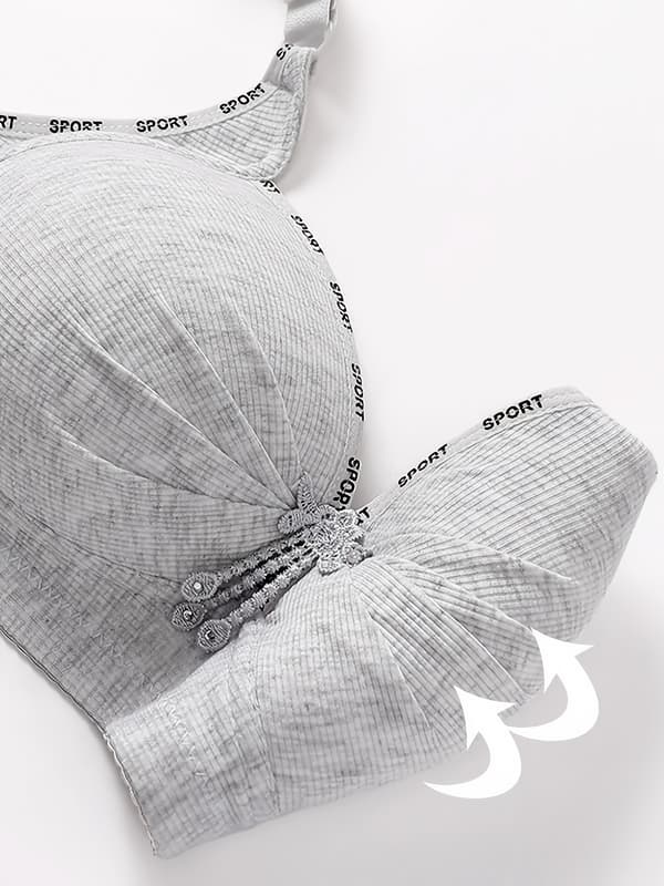Sømløs mammabrustholder med bokstavkantdesign, myk elastisk push-up-støtte for graviditet og amming SET3 S