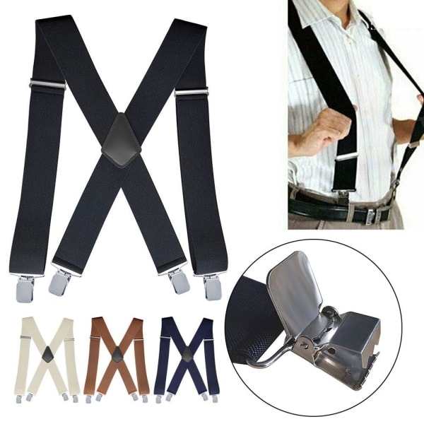 Justerbare svarte seler for menn og unisex - elastiske bukser, svart, one-size