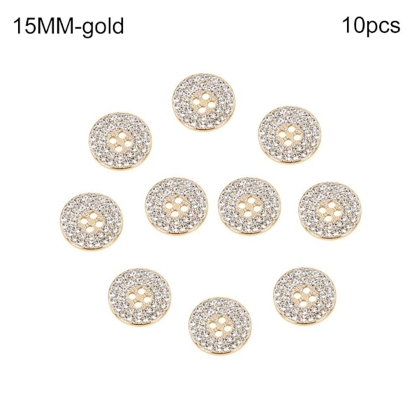 Metalliset strassinapit, paidannapit KULTA 15MM 10KPL 10KPL kulta gold 15MM10pcs-10pcs