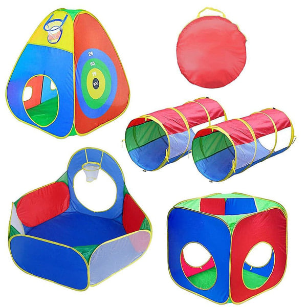 5-i-1 Pop Up Ballbinge Telt Tunnel Barn Baby Leke Target Spill
