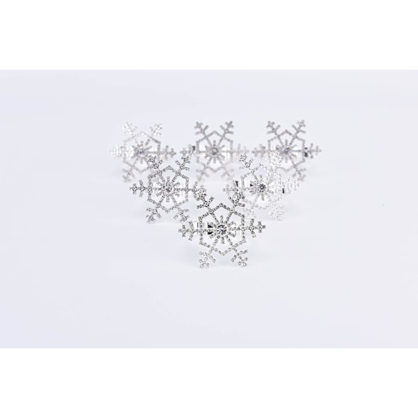10-pack Servettringar - Silver Snöflinga Högtidsbröllop