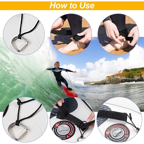 Surfboard Leash, 10ft TPU Paddle Board Ankelstrop Spiral