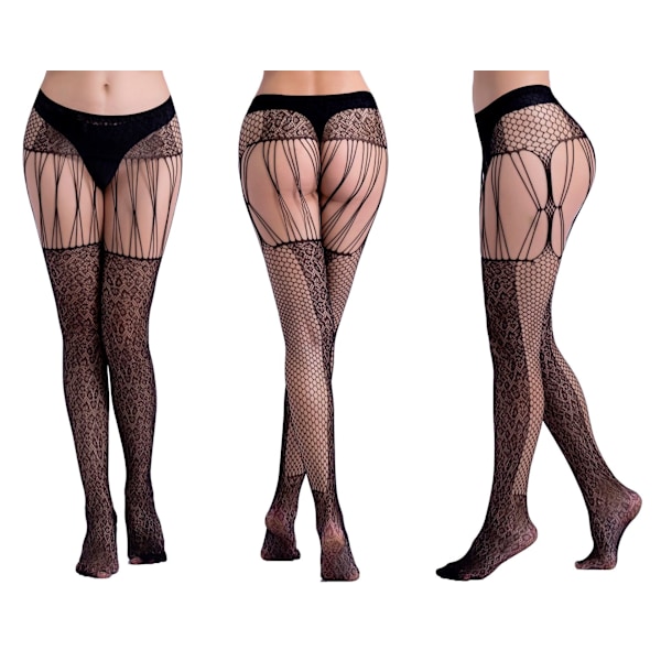 2-PAKKE Sexy nettstrømper for kvinner strømpebukser høye strømper nettstrømper-KK1- 6082 black