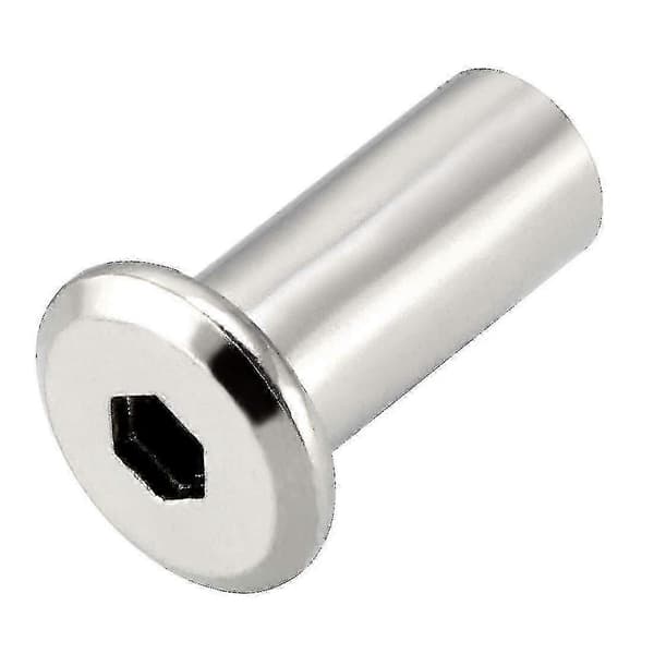 M8x20mm hylsemutter for flatpakkede møbelforbindelser, sekskantet hode 10 stk