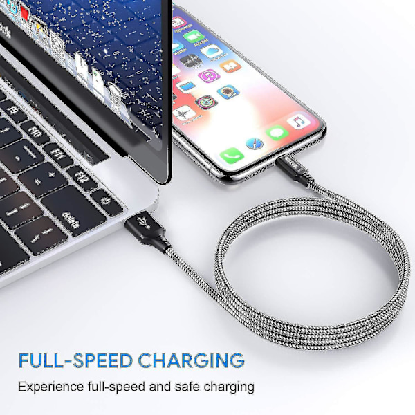 iPhone Laddningskabel 4-pack 3ft/1m Lightning-kabel Nylonflätad iPhone-kabel USB-synkkabel Snabb