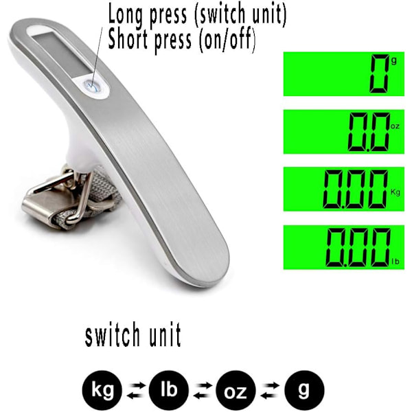 Elektronisk bagagevåg, portabel bagagevåg, LCD-skärm