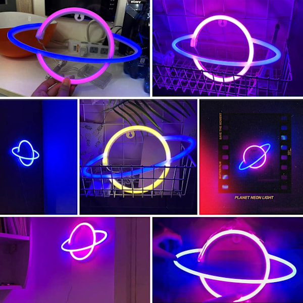 Neon Skilte Planet Lamper til Soveværelse Vægdekoration Batteri & USB