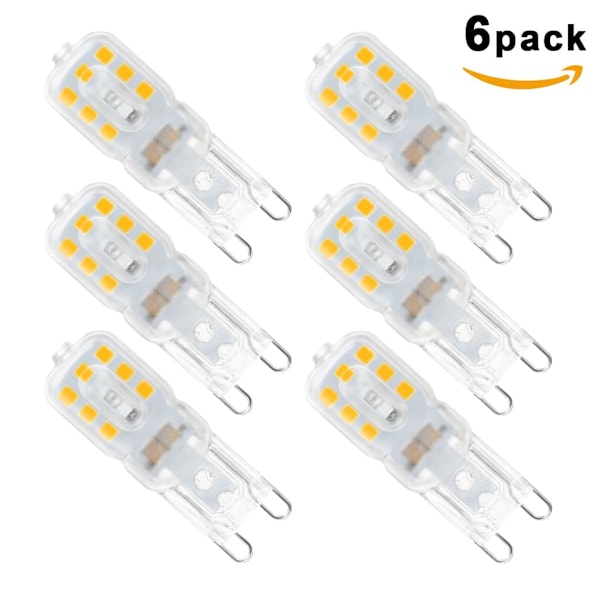 6x G9 LED-pære varm hvit 220V LED G9-pærer egnet for