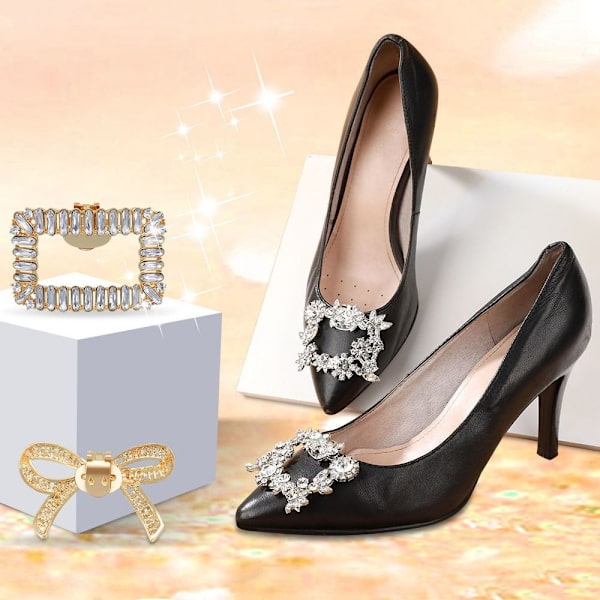 2 stk. Skoklips Charme Spænde SØLV RHINESTEN RHINESTEN sølv-KK1- silver Rhinestones-Rhinestones