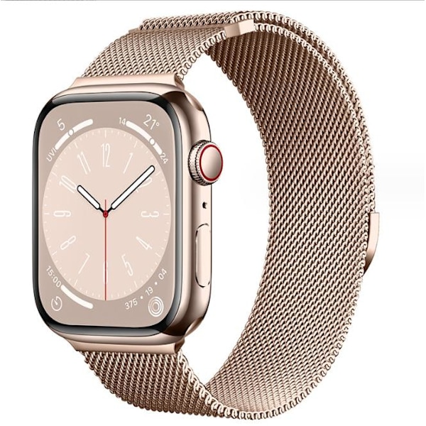 Milanese loop reim for Apple Watch band 44mm 40mm 45mm 49mm 41mm 38mm 42mm Armbånd iwatch Series 9 3 6 5 SE 7 8 Ultra 2 starlight - Rose gold
