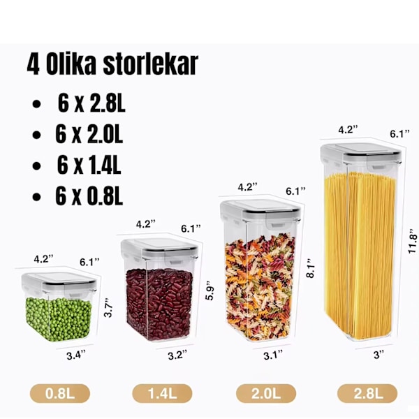 24-pack Lufttäta Matförvaringsbehållare med Lock - BPA-fria