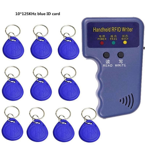 Håndholdt RFID-ID-kortkopimaskine Nøgle Læser Skriver Duplikering 125khz 10 stk. Tags~ 1rfid writer5cards5tags