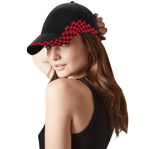 Beechfield Unisex Grand Prix Baseball Cap Én Størrelse Sort/Klassisk Rød Black/Classic Red-KK1- Black/Classic Red One Size