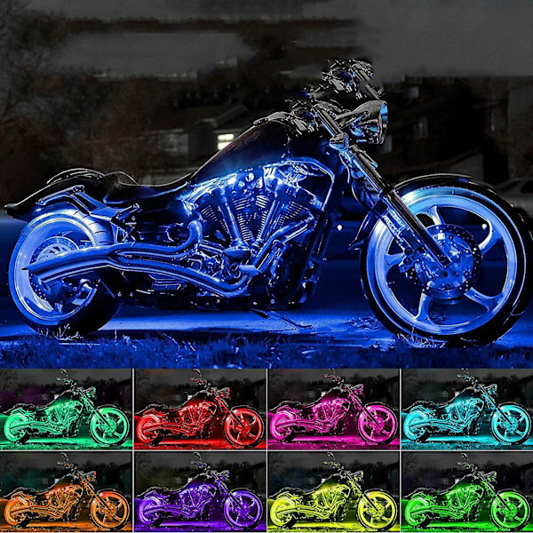 RGB Moottoripyörän LED-valot Under Glow Neon Strip Bluetooth App-ohjaussarja