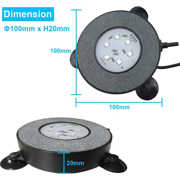 Akvarium Luftsten, 3W Undervands Fisketank Boblesten, RGB-XM2-