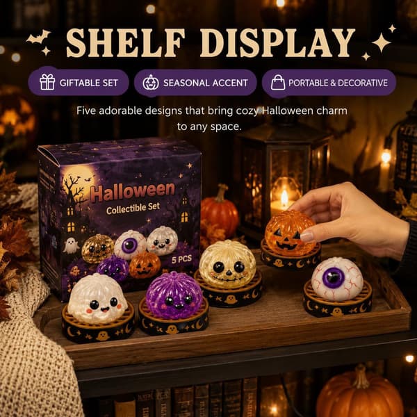 Halloween Græskar Squishy Legetøj, Langsomt Stigende Stressbold, Sensorisk Fidget Aflastningslegetøj Demon Ghost