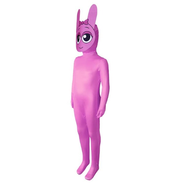 Sprunki Incredibox Barn Jumpsuit med Hette Outfit Kostyme Langermet Glidelås Playsuit for Voksen & Barn Rosa Pink 140cm