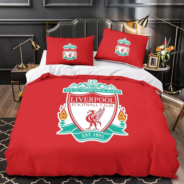 Liverpool Signature 3-delt sengetøjssæt med vendbart betræk i blød børstet mikrofiber og matchende pudebetræk (berømt fodboldhold Kings)