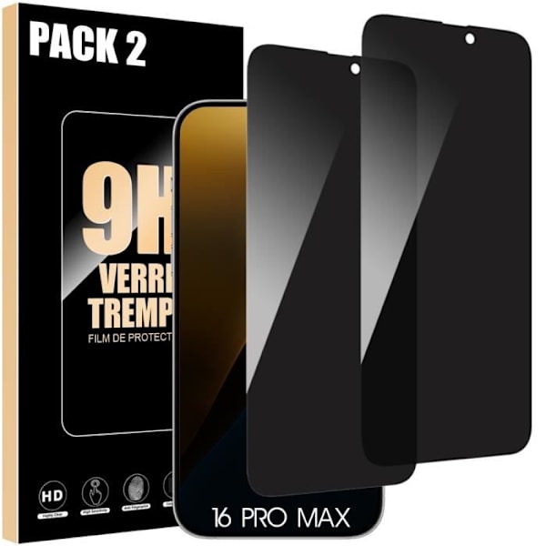 2 Anti-Spy Härdat Glas för iPhone 16 Pro Max - Stötsäker skydd