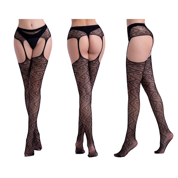 2-PAKKE Sexy nettstrømper for kvinner strømpebukser høye strømper nettstrømper-KK1- 6078 black
