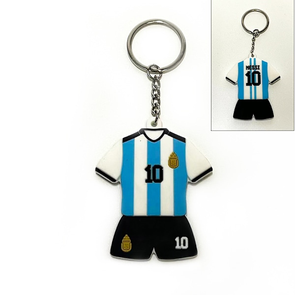 Gos- Football Club World Cup National Team Emblem PVC Mini Jersey Nøglering Messi, Argentina