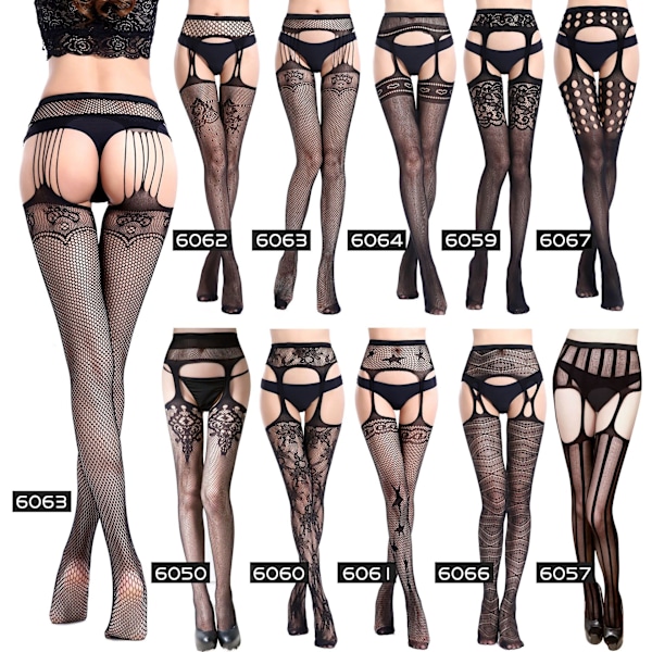 2-PAKKE Sexy nettstrømper for kvinner strømpebukser høye strømper nettstrømper-KK1- 6072 black