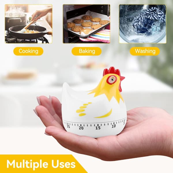 Chicken Kitchen Timer, Egg Timer, 60 Minute Chicken Kitchen Timer Manual Kitchen Timer with Loud Alarm for Cooking, Mechanical Rotating-FM-