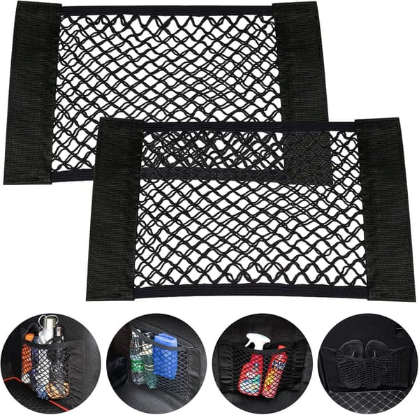 Storage Net, 2 Pcs Car Storage Net Bag Organizer for Bottles Gro-FM-