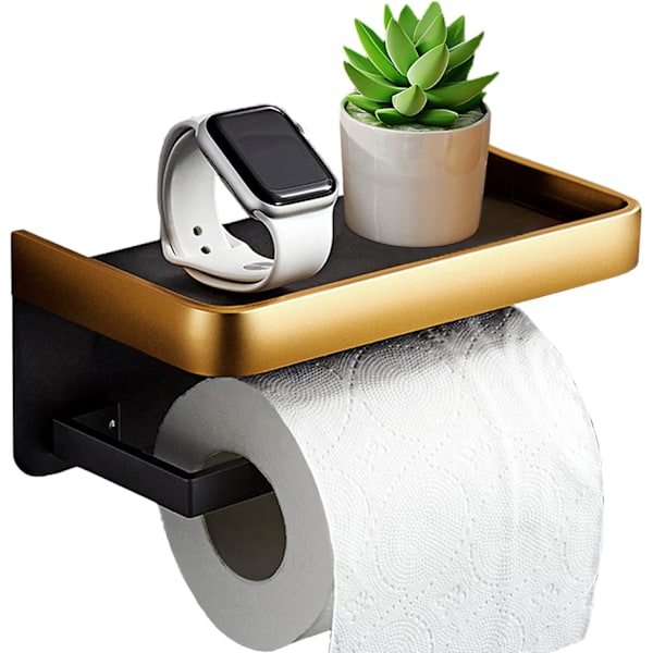 Toiletpapirholder uden boring med hylde, toiletpapir