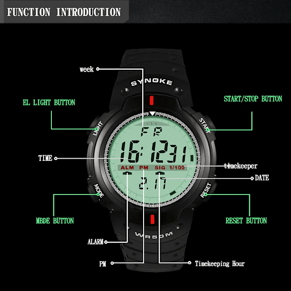 Vandretæt Herre Ur Stor Urtavle Baggrundsbelysning Digitale Ure til Mænd Kronograf Militær Armbåndsur Watch Montre Homme Silver