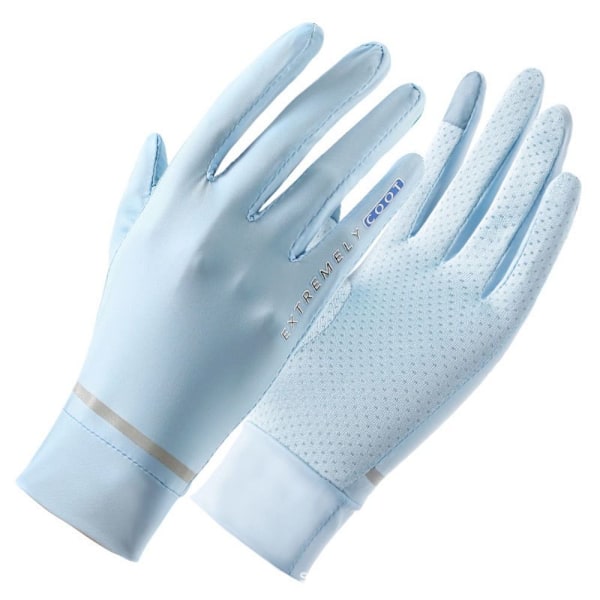 Anti-UV Solskydd Ice Silk Handskar Körhandskar för kvinnor-KK1- blue Ice Silk