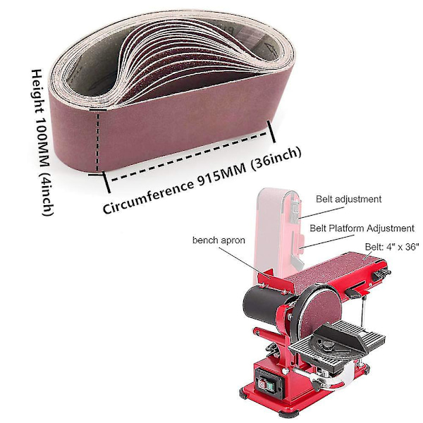10 stk. Slibebånd 100x915 mm, Slibebåndssæt, til båndslibere | Polerhårde, metal