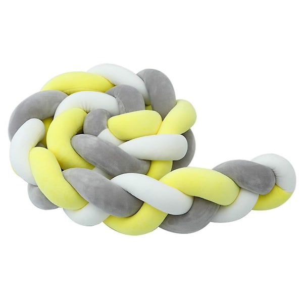 Sengestopper, baby støtfanger sengslange baby seng støtfanger veving kantbeskyttelse hodebeskyttelse dekorasjon for barneseng (grå, 100 cm) hvit * gul * grå White*Yellow*Grey 100cm