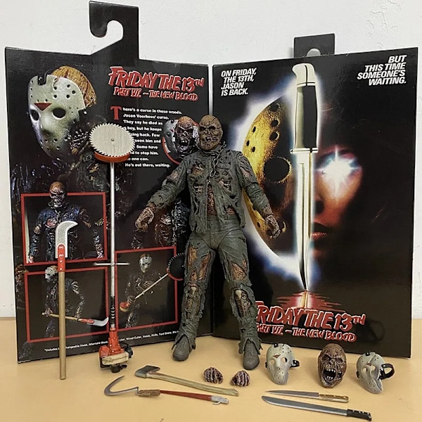 NECA Fredag den 13:e Figurleksaker Freddy Jason Voorhees Blodig Actionfigur Jason Samlarmodell Jul Halloween Presenter 2323