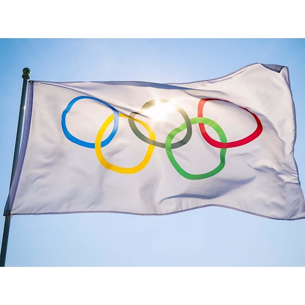 Olympiske Flag Olympiske Lege Gårdsflag Olympiske Ringe Indendørs & Udendørs Flag & Bannere 3x5ft_Newway