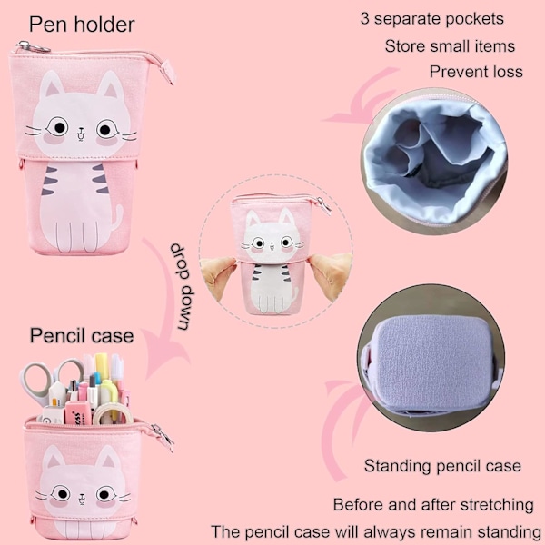 Penneetui, der kan stå op, Sød Pop Up Pen Taske Kawaii
