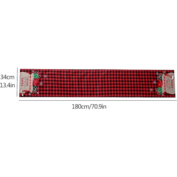 Käsintehty kangas joulupöytäliina punainen ja musta 33 x 180 cm