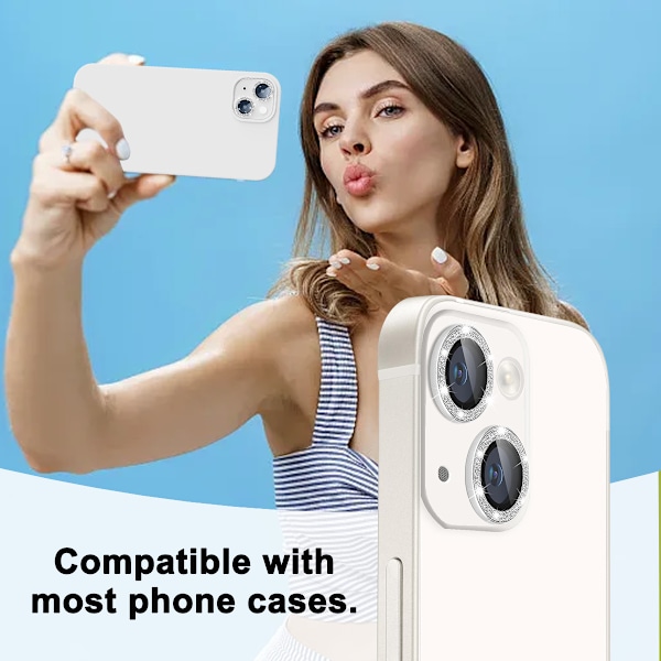 Kimaltava timantti Apple 15/15 Plus -puhelimen kameralinssin suojus