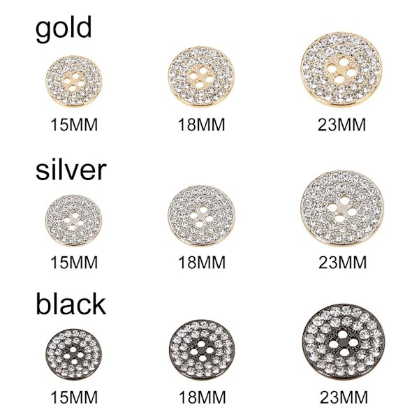 Metalliset strass-napit paitaan HOPEA 15MM 10KPL 10KPL hopea silver 15MM10pcs-10pcs